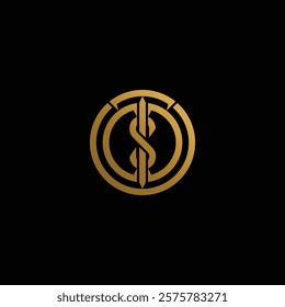 The "TS" logo features an elegant design with double circle elements and the initials "TS" in a modern style, giving a professional and luxurious impression. Suitable for premium companies, financial.