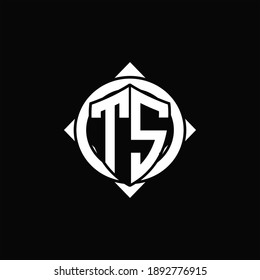 TS Logo monogram isolated circle rounded with compass shape on black background