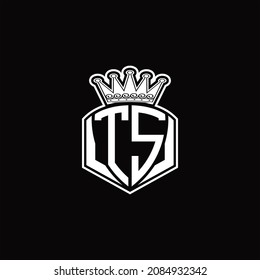 TS Logo monogram with luxury emblem shape and crown design template on black background
