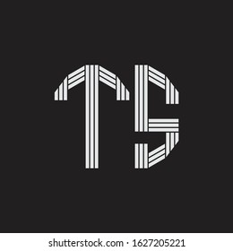TS Logo monogram with outline style linked isolated on black background