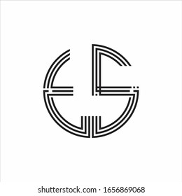 Plantilla de diseño de línea de tres cintas con logotipo TS aislada en fondo blanco