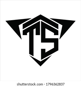 TS Logo monogram with wings arrow around design template on white background