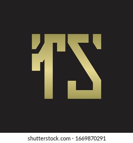 TS Logo with squere shape design template with gold colors