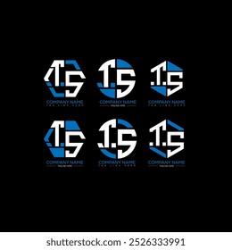 TS minimalista e clássico logotipo conjunto design.TS monograma poligonal e círculo forma vetor. Design exclusivo do TS.
