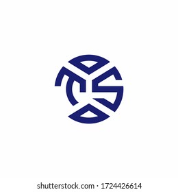 TS monogram logo with abstract shapes in modern style design template