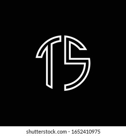 TS monogram logo circle ribbon style outline design template