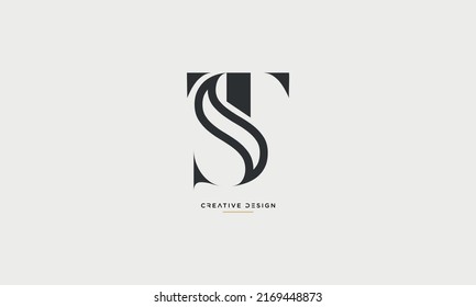 	
TS, ST Abstract letters initials luxury logo monogram