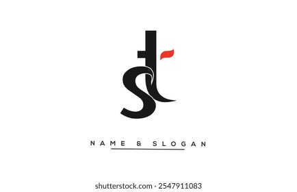 Monograma do logotipo das letras abstratas de ST