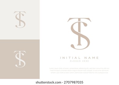 TS ST letra inicial y logotipo de lujo