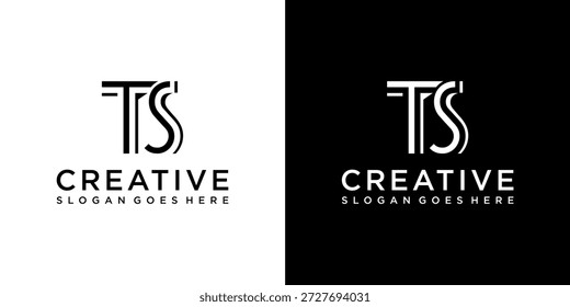 TS or ST initial letter logo design vector