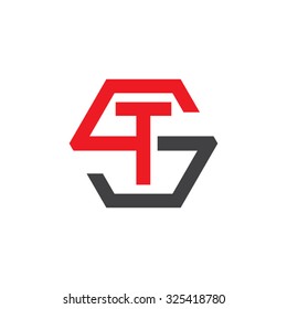 TS ST initial logo, hexagon S shape logo red