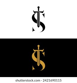 ts st letter logo with sword design