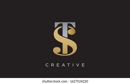 TS OR ST logo design vector icon luxury premium symbol