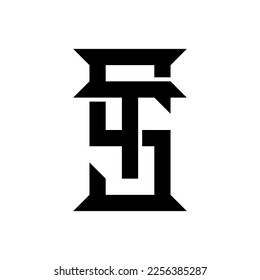 TS or ST monogram logo design concept vector