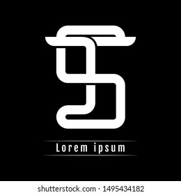 TS ST S T initial logo template isolated on black background. icon, monogram, company group, white and black colors. vector illustration