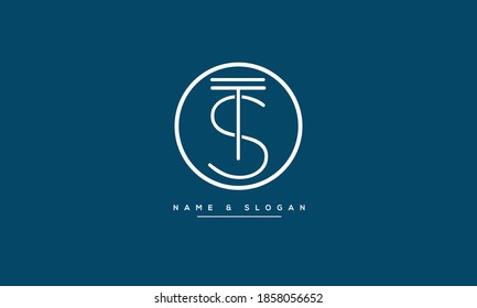 Monograma del logotipo de las letras abstractas de TS, ST, T, S