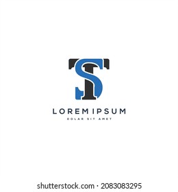 TS ST T S Letter Logo Alphabet Design Template Vector