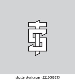 TS, ST, T, S - logotype, abstract letters, logo or monogram. Interlacing letters.