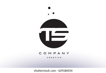 TS T S alphabet company letter logo design vector icon template simple black white circle dot dots creative abstract