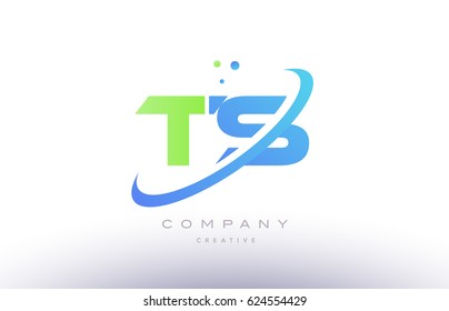 ts t s alphabet green blue swoosh letter company logo vector icon design template