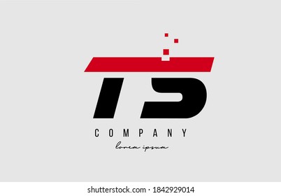 ts t s alphabet letter logo combination in red and black color. Creative icon design for business and company 