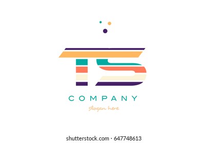ts t s alphabet letter logo colors colorful line stripe font creative text dots company vector icon design template