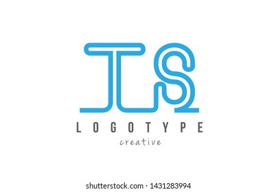 TS T S blue joined line alphabet letter logo combination suitable as icon design for a company or business