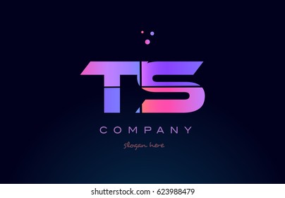 ts t s creative color blue background pink purple blue magenta alphabet letter company logo vector icon design