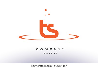 TS T S creative orange swoosh dots alphabet company letter logo design vector icon template