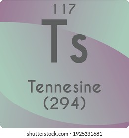 Ts Tennessine Chemical Element Vektorgrafik, mit Atomnummer und Masse. Einfaches Farbverlauf-Flachdesign Für Bildung, Labor, Naturwissenschaftsklasse.

