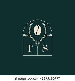 TS Unique and simple logo design combination of letters and coffee bean