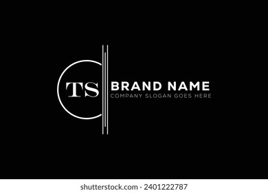 Diseño del logotipo de la letra blanca TS con fondo negro. T S
