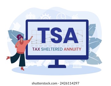 TSA - Tax Sheltered Annuity acronym. business concept background. vector illustration concept with keywords and icons. lettering illustration with icons for web banner, flyer