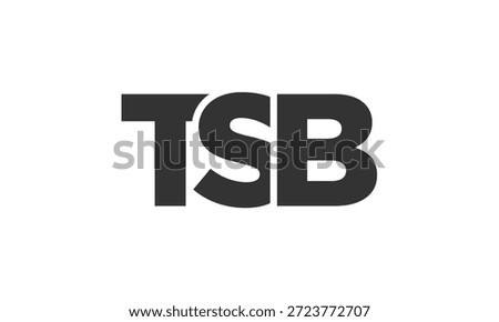 TSB logo design template with strong and modern bold text. Initial based vector logotype featuring simple and minimal typography. Trendy company identity ideal for businesses brand presence.