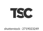TSC logo design template with strong and modern bold text. Initial based vector logotype featuring simple and minimal typography. Trendy company identity ideal for businesses brand presence.