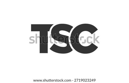 TSC logo design template with strong and modern bold text. Initial based vector logotype featuring simple and minimal typography. Trendy company identity ideal for businesses brand presence.