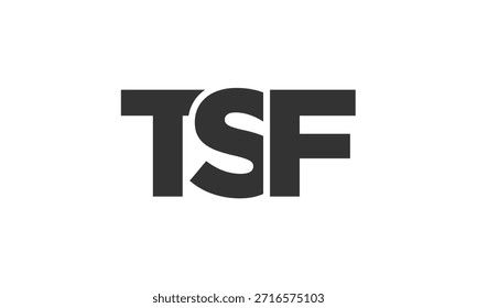 Modelo de design de logotipo TSF com texto em negrito forte e moderno. Logotipo vetorial inicial com tipografia simples e mínima. Identidade de empresa moderna ideal para a presença de marca de empresas.