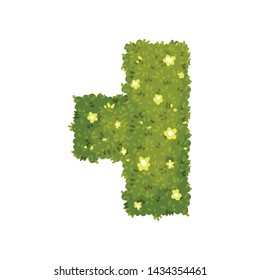T-shaped bush. View from above. Vector illustration on white background.