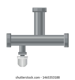 T-shaped conduit. Vector illustration on white background.