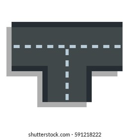 Tshaped crossroad icon. Flat illustration of tshaped crossroad vector icon for web