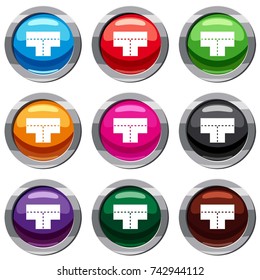 Tshaped crossroad set icon isolated on white. 9 icon collection vector illustration