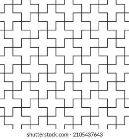 t-Shaped interlocking paving block. Seamless geometric crossed texture in vector.