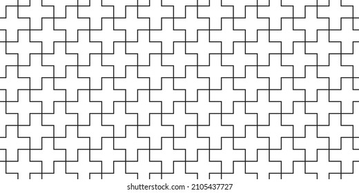 t-Shaped interlocking paving block. Seamless geometric crossed landscape texture in vector.