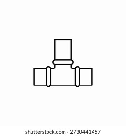 t-shaped pipe fitting icon sign vector