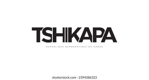Tshikapa in the Congo emblem for print and web. Design features geometric style, vector illustration with bold typography in modern font. Graphic slogan lettering isolated on white background.