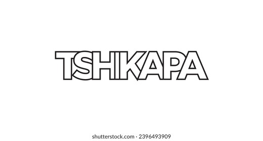 Tshikapa in the Congo emblem for print and web. Design features geometric style, vector illustration with bold typography in modern font. Graphic slogan lettering isolated on white background.
