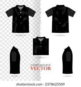 Camiseta 3d realistas burla hacia arriba, pantalla vectorial de camiseta negra masculina retrospectiva. Diseño de ropa en blanco para hombres, ropa deportiva, ropa informal 