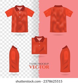 Camiseta 3d realistas maqueta arriba, camiseta naranja macho vectorial plantilla de retrospectiva. Diseño de ropa en blanco para hombres, ropa deportiva, ropa informal 