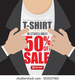 T-Shirt 50 Percent Sale Vector Illustration