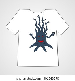 T-shirt with abstract monster. Colorful print.